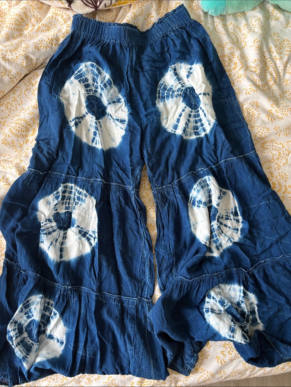 India Boutique Blue Tie-Dye Tiered Pant